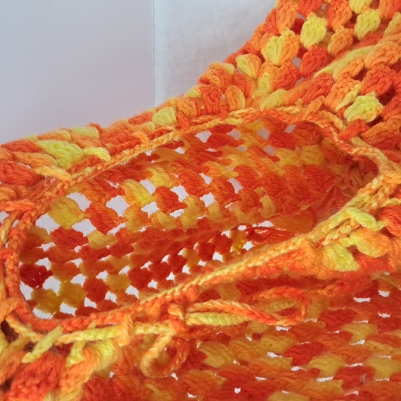 Retro handmade child’s orange and yellow poncho - Picture 5 of 7